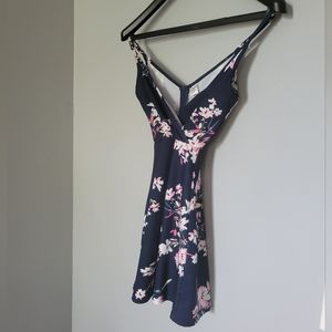 Navy flowered sundress XS